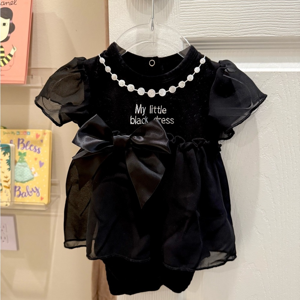 Stephan Baby My Little Black Dress with Bow and Pearl Detail